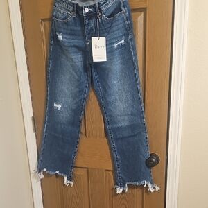 Distressed Ankle Jeans in Classic Blue